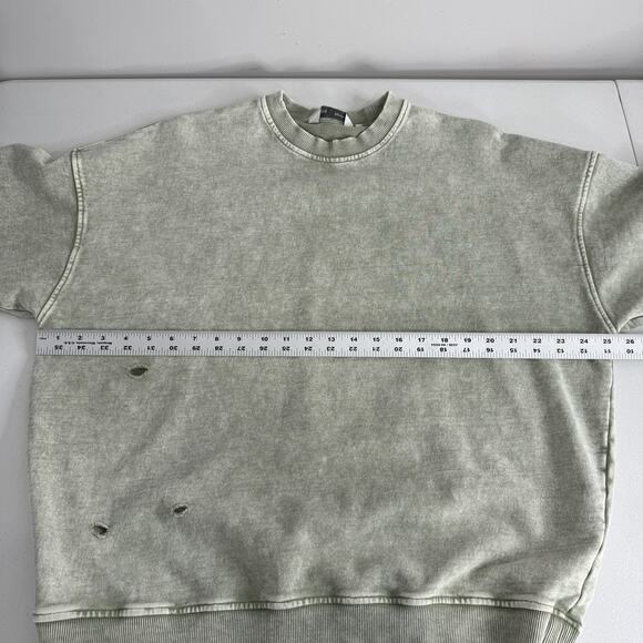 Falling Forward Free People Sweatshirt Womens Medium Green Slouchy Oversized - Picture 8 of 14